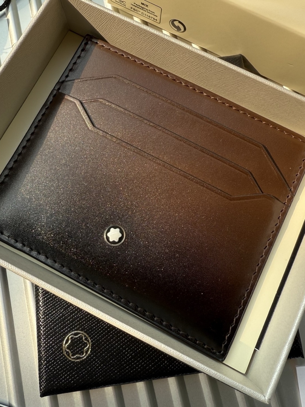 Montblanc Men's Leather Card Holder Wallet - Dark Brown
